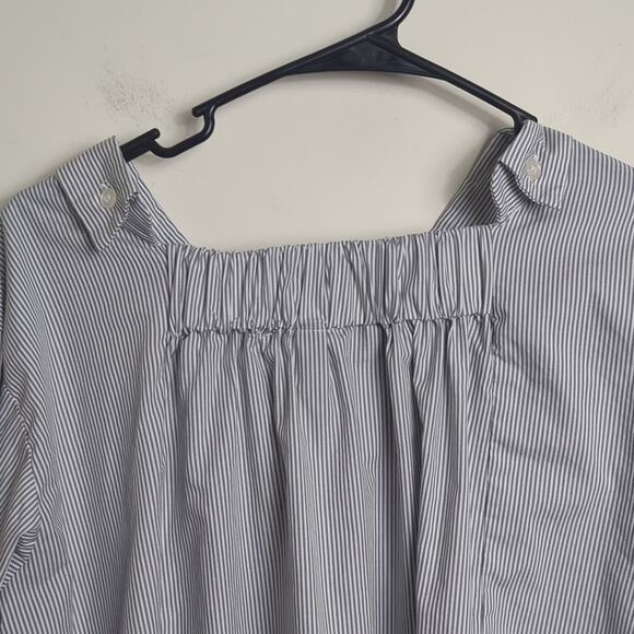 Prairie Button Down Split Double Collar Cotton Striped Women's Medium - Picture 3 of 10